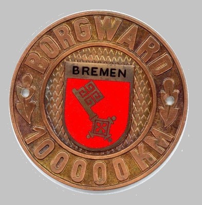 Borgward Isabella Hansa P-100 Grille Badge. 100.000KM Mileage Award -Super Rare!