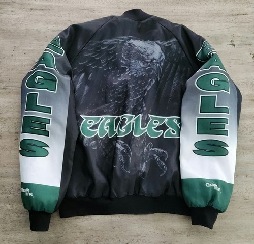 Vintage 90s Chalkline Philadelphia Eagles Fanimation Jacket Sz L Rare Black NFL - Picture 7 of 9