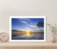 Sea with Sun Shining in Blue Sky Poster Premium Quality Choose your Size