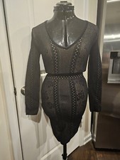 New Bebe Long Sleeve Black Thick Stretchy Sweater Dress XS