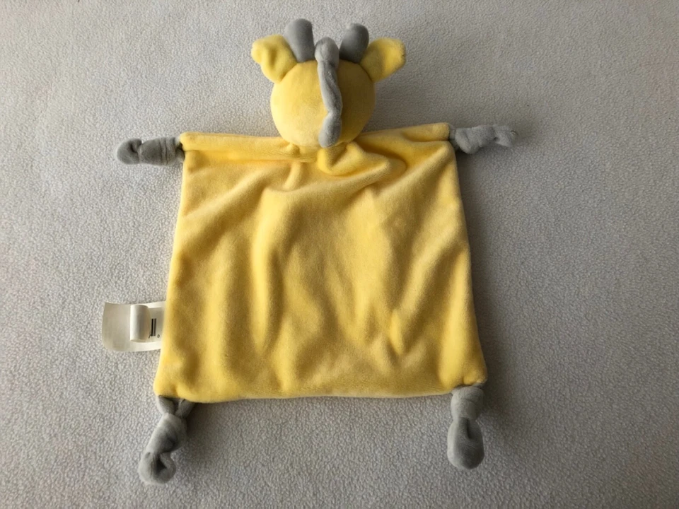 Manta de seguridad para bebé DanDee Lovey sonajero jirafa amarillo gris Foto 4 de 4