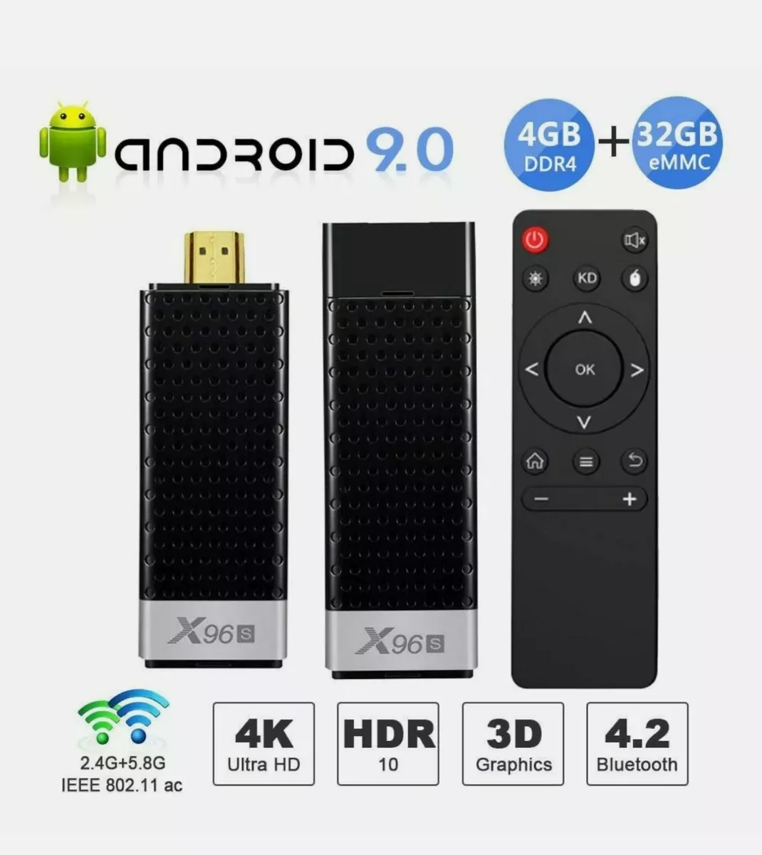 X96S TV Stick Amlogic S905Y2 DDR4 4GB 32GB Android 9.0 TV Box X96S Mini PC  5G