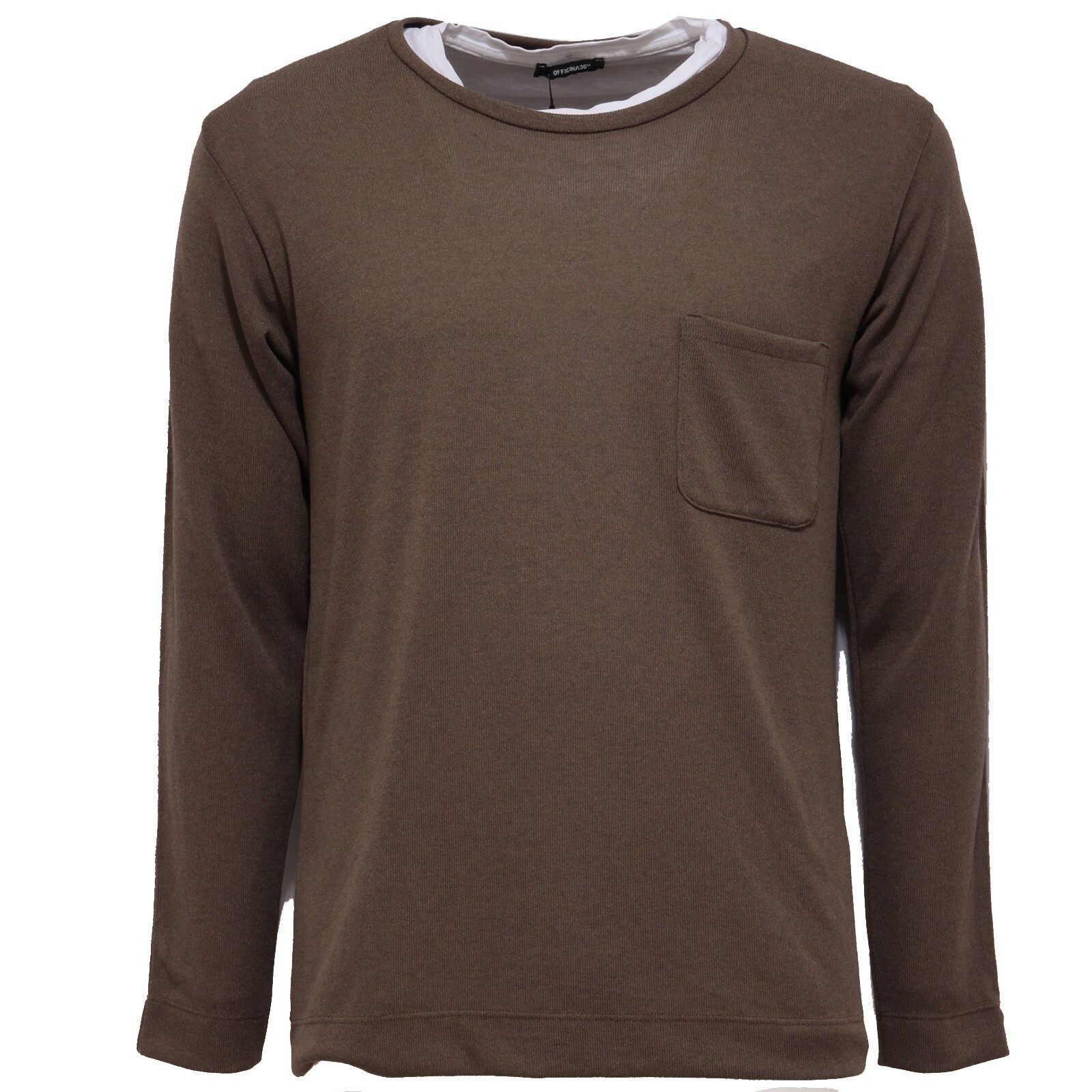 1019AB maglia doppia uomo OFFICINA36 хлопковый свитер 2 в 1 коричневая футболка мужская