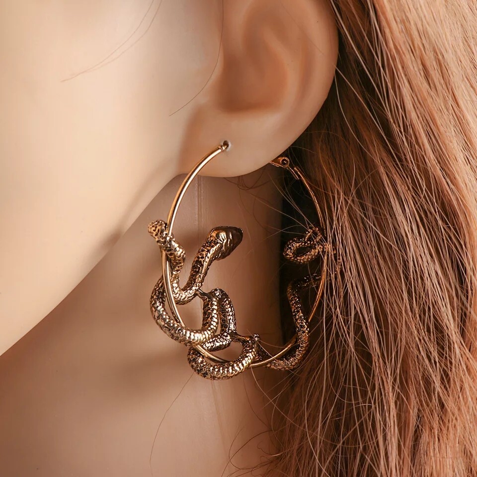 Silver Black Gold Snake earrings goth earrings punk emo alt edgy