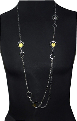 Silpada Bicolor 925 Sterling Silber Station Infinity Loop lange Doppel Halskette