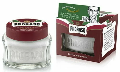 Crema de afeitado Proraso roja pre-post para barbas gruesas sándalo y manteca de karité nueva Foto 4 de 4