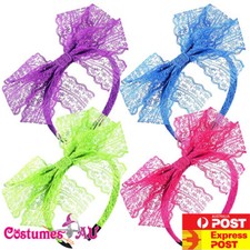 4pcs 80s Lace Bow Headband Retro Vintage Hairband Costume Headdress Decorations