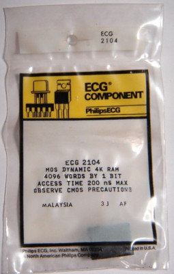 New ECG 2104 MOS Dynamic 4K RAM 4096 Words by 1 bit Access  200ns Max