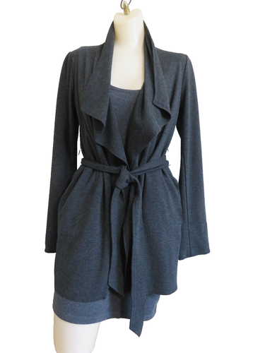 CAbi Take Charge Cardigan Jacket Black Size XS Open Front Tie Wrap Belt 956