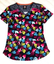 Radiant Hearts Dickies Scrubs Dynamix V Neck Top size XS