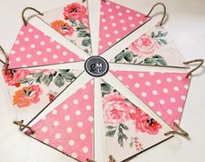 Wooden Bunting / Garland Decoupaged With Cath Kidston Inspired Floral Design.