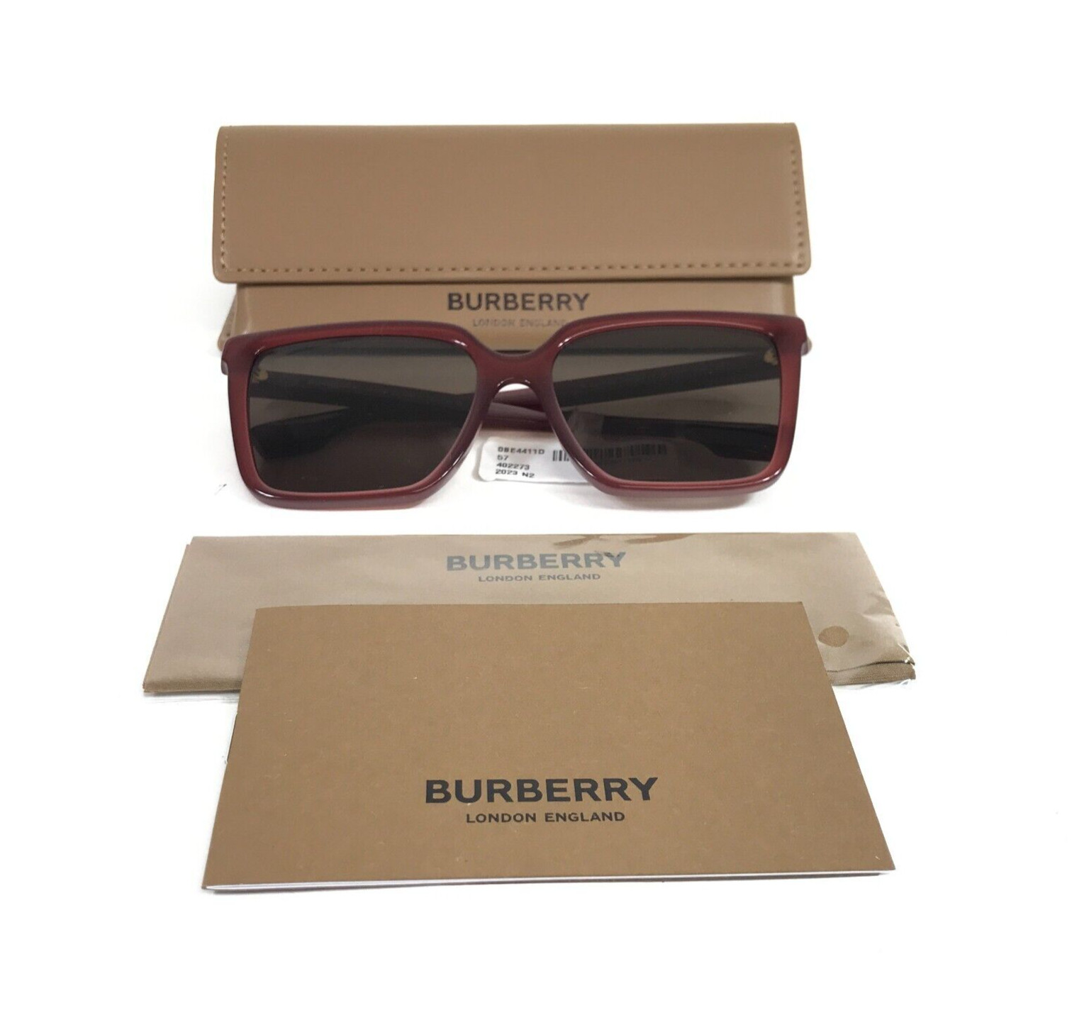 Солнцезащитные очки Burberry B4411-D 4022/73 Красные с квадратными коричневыми линзами 57-17-140