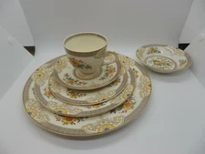 Myott Staffordshire England Pattern #4375 - 6 pc place setting  Floral Scrolls 