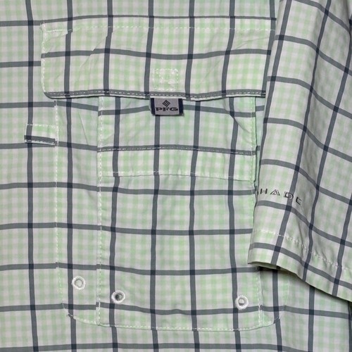 Columbia PFG Super Bahama Shirt Men's Fishing Button Down Vented Green Plaid XXL - Picture 4 of 7