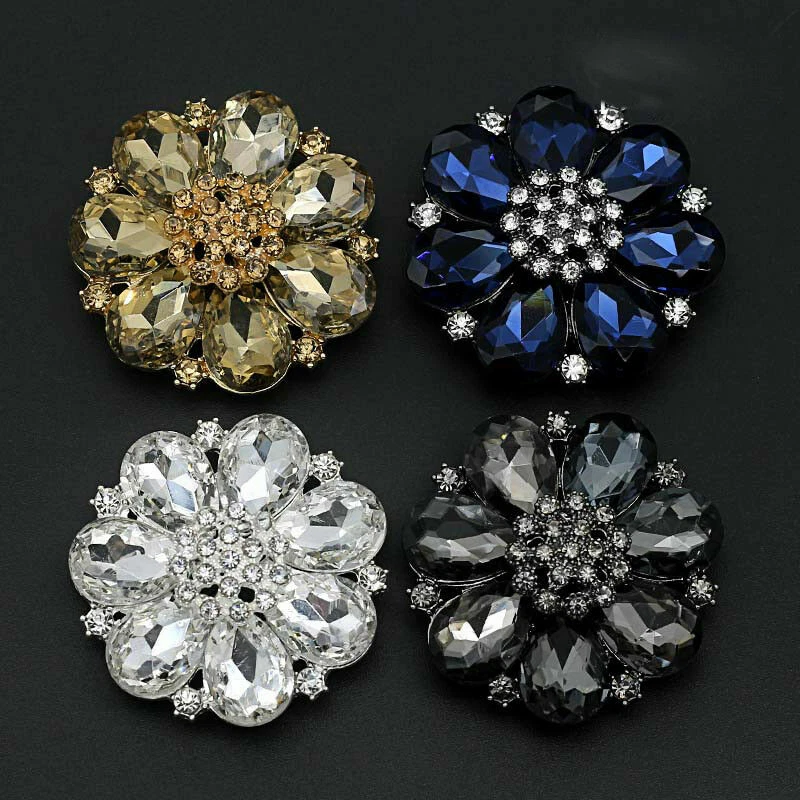 1PC Crystal Diamante Flower Buttons DIY Sewing Fasteners Accessory Shiny Fashion - Image 2 of 4