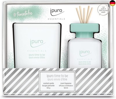 ipuro Essentials - TIME to BE Set/Raumduft 50ml & Duftkerze 125g im Glas