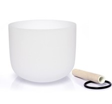 TERRITORY G Note Throat Chakra Quartz Frosted Crystal Singing Bowl 8 inch NEW