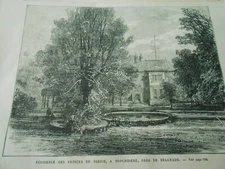 Engraving 1876 - Residence of the Princes of Serbia in Topchideré near Belgrade