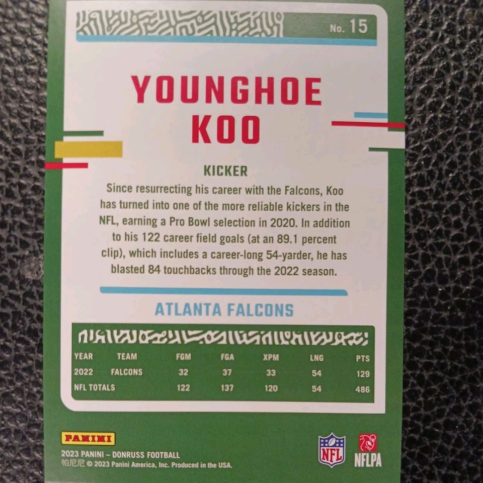 2023-donruss-football-younghoe-koo-jersey-match-falcons-season-stats