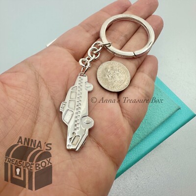 Tiffany & Co. 925 Silver Taxi Cab Charm Keychain Keyring (pouch