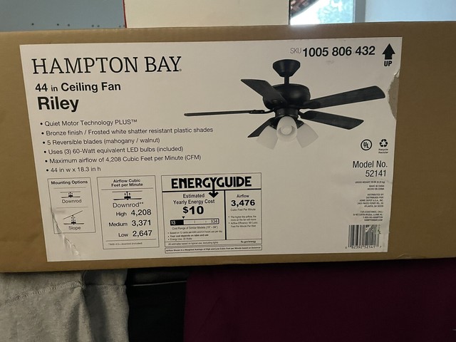 Hampton Bay Riley 44 In. Indoor LED 
