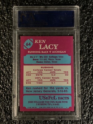 1984 Topps USFL Football #64 Ken Lacy PSA 9 | eBay