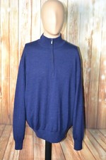 Footjoy Men Navy Blue 100 Wool 1/4 Zip Pullover Inner Liner Golf Sweater Sz M