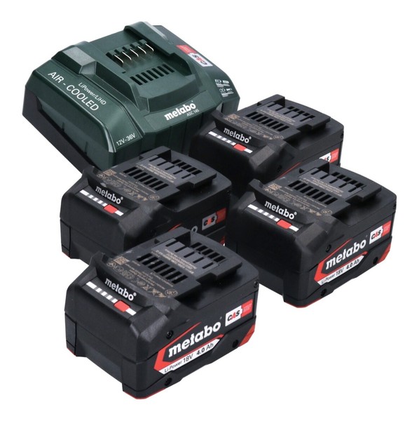 Metabo Basis Set 4X Li-Power Akkupack 18 V 4,0 Ah Cas Li-Ion + Asc 145 LadegeräT-image