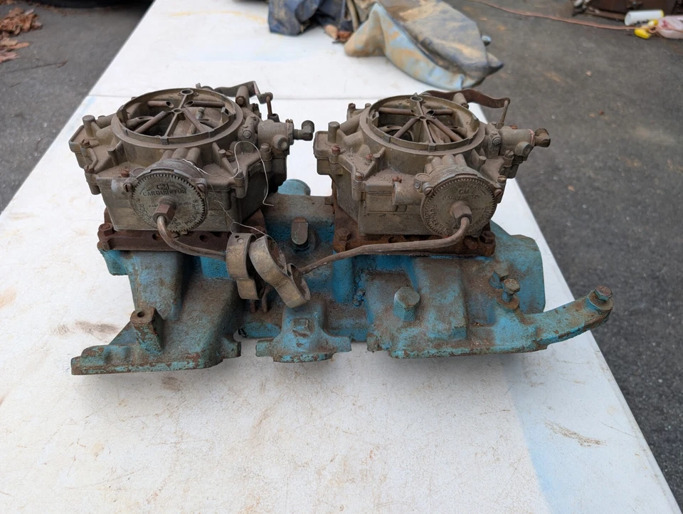 1956 Pontiac заводской двойной четырехвпускной с оригинальными карбюраторами Star Chief Catalina - Изображение 4 из 4