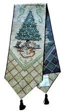 Christmas Elegance Table Runner Tree Festive Morris USA Made Tassels 13x72