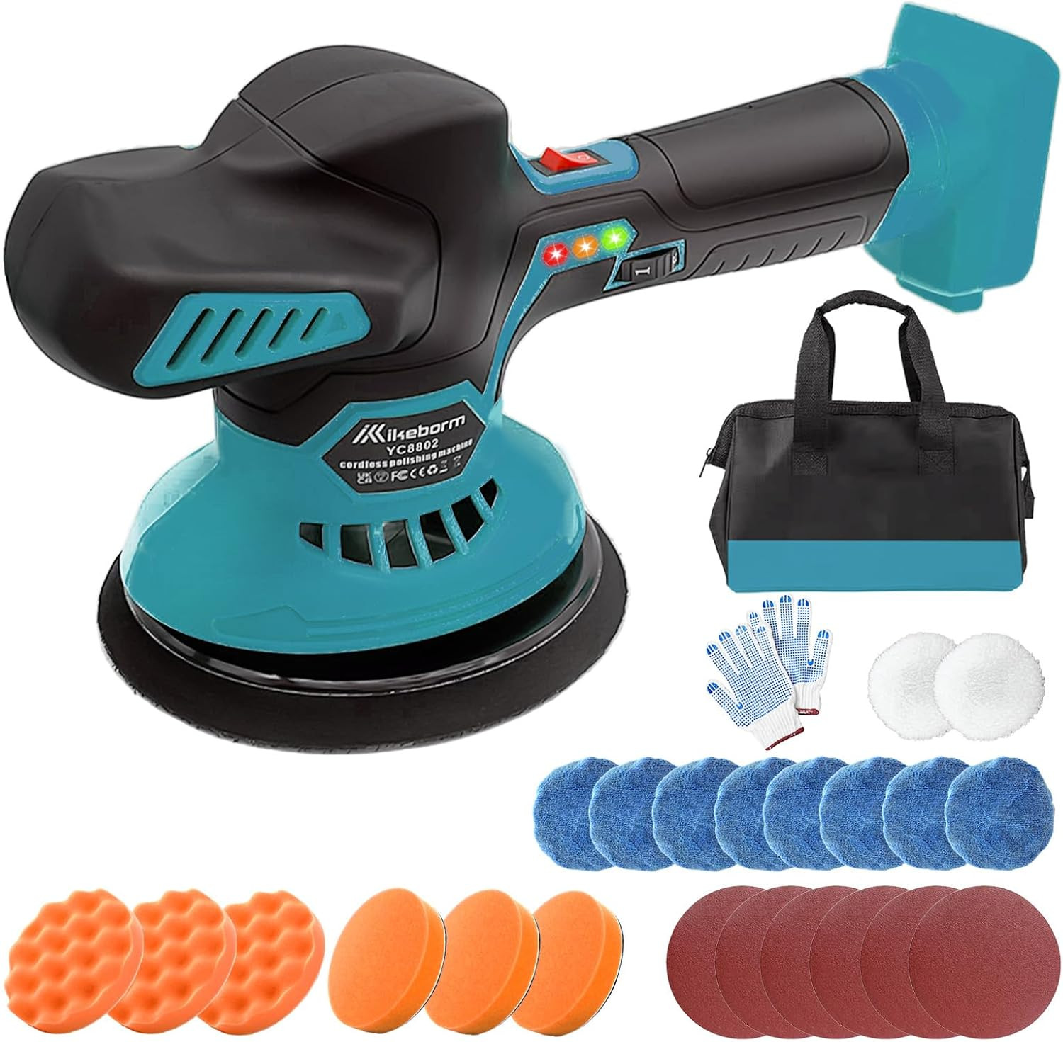 Cordless Car Buffer Polisher for Makita 18V Battery BL1860 with 6 Turquoise