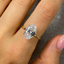 925 Sterling Silver Diamond Solitaire Engagement Ring Elegant Four-Claw
