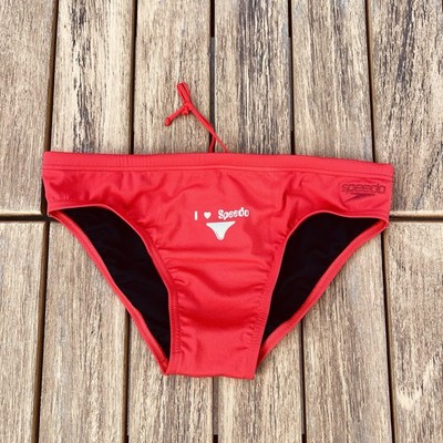 H.E.Arts I love Speedo logo custom print Speedo Men red Endurance+ swim Brief