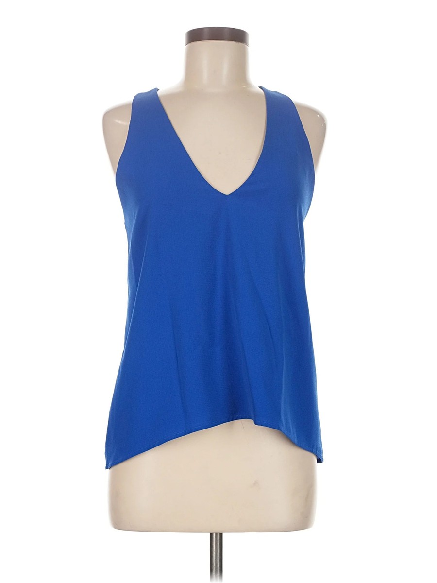 Three of Something Women Blue Sleeveless Blouse M