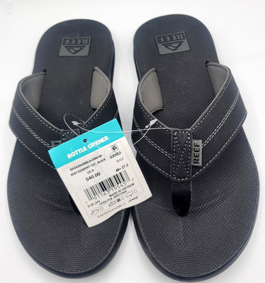REEF ELEMENT TQT BOTTLE OPENER THONG SANDALS BLACK MENS SIZE 9
