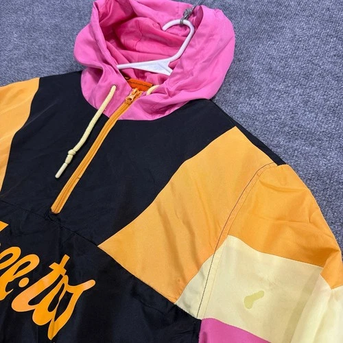 Cheetos Chester Cheetah Colorblock Windbreaker Jacket Small 1/4 Zip Pink Black image 3