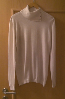 Massimo Dutti Pullover Rolli Wolle Seide Gr.M L Creme