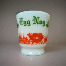 VTG MCM Hazel Atlas Victorian Christmas Tom  Jerry Egg Nog Footed Mug Cup