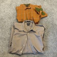 Paul Fredrick Men's Cotton Long Sleeve Dress Shirt Plaid non Iron 3XL 20x35