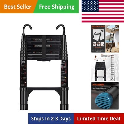 Telescoping Ladder 8.5 FT - Aluminum Telescopic Ladder with Hooks - Folding E...