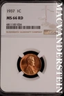 1937 Lincoln Wheat Cent-NGC MS 66 Red Choice Gem BU No Reserve #SLK901