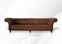 Chesterfield 4 Sitzer Modern Design Couchen Leder Sofa Xxl Big MöBel Braun Sofas