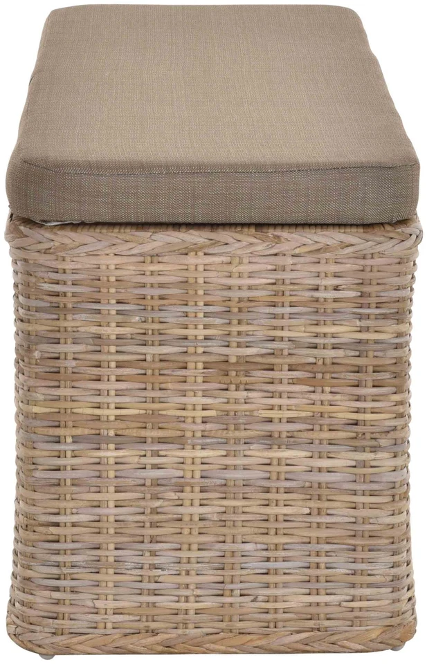 Breiter Rattan Wäschekorb mit Deckel Wäschetruhe Sitzbank Natur (Grau Natur) - Bild 4 von 4