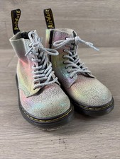 Doc Martens 1460 Kids Pascal T Iridescent Rainbow Shimmer Sparkle Boots Size 9