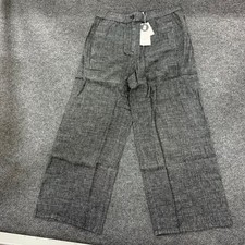 EILEEN FISHER Tweedy Hemp Cotton Wide-Leg Pants Women's Size SP Black