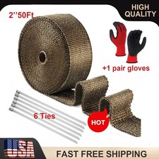 2 50ft Titanium Basalt Manifold Header Exhaust Pipe Heat Wrap 6 Tiesgloves 2 50ft Titanium Basalt Manifold Header Exhaust Pipe Heat Wrap 6 Tiesgloves