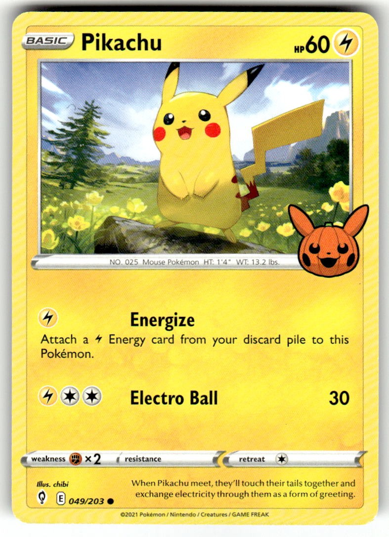 Pikachu 049/203 Promo Trick or Trade BOOster Pokemon Near Mint