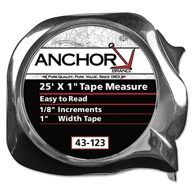 Easy to Read Tape Measure, 1/2 in x 12 ft, Chrome ORS Nasco Anchor Brand 43113