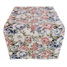 Canvas Rose Garden Floral Blossom Botanic Dining Table Runner Farmhouse Cotta...
