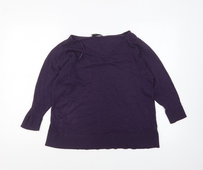 Marks and Spencer Damen Lila V-Ausschnitt Acryl Pullover Pulli Größe 10